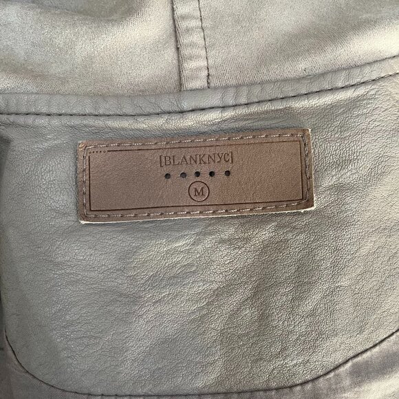 Blank NYC Women's‎ Sunny Days Moto Jacket Asymmetrical Neutral Beige Size Medium - Picture 7 of 8